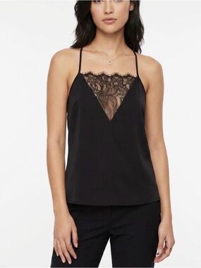 Superdown x Revolve Black Lace V-Neck T-back Camisole Top S